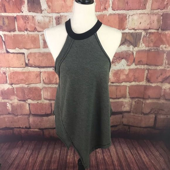 Free people twin peaks green grey halter tank S - Picture 2 of 8